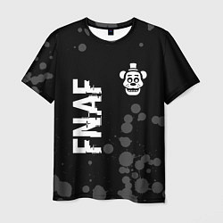 Мужская футболка FNAF glitch на темном фоне: надпись, символ
