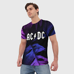 Футболка мужская AC DC neon monstera, цвет: 3D-принт — фото 2