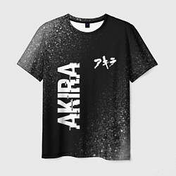 Мужская футболка Akira glitch на темном фоне: надпись, символ