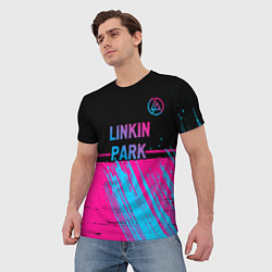 Футболка мужская Linkin Park - neon gradient: символ сверху, цвет: 3D-принт — фото 2