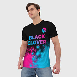Футболка мужская Black Clover - neon gradient: символ сверху, цвет: 3D-принт — фото 2
