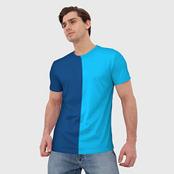 Футболка мужская Двуцветный синий, цвет: 3D-принт — фото 2