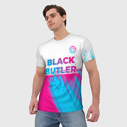 Футболка мужская Black Butler neon gradient style: символ сверху, цвет: 3D-принт — фото 2