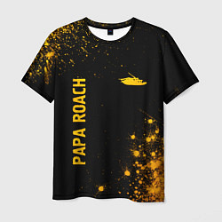 Мужская футболка Papa Roach - gold gradient: надпись, символ