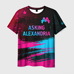 Футболка мужская Asking Alexandria - neon gradient: символ сверху, цвет: 3D-принт