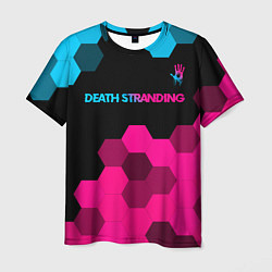 Мужская футболка Death Stranding - neon gradient: символ сверху