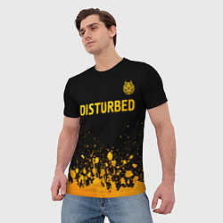 Футболка мужская Disturbed - gold gradient: символ сверху, цвет: 3D-принт — фото 2