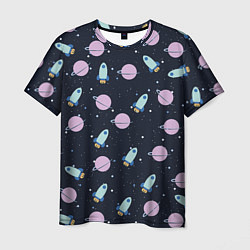 Мужская футболка Ракета и планета