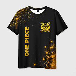 Футболка мужская One Piece - gold gradient: надпись, символ, цвет: 3D-принт