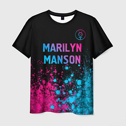 Мужская футболка Marilyn Manson - neon gradient: символ сверху