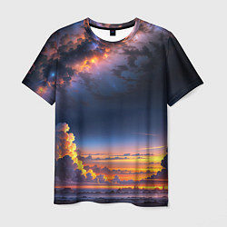 Мужская футболка Млечный путь и облака на закате