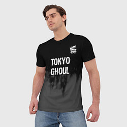 Футболка мужская Tokyo Ghoul glitch на темном фоне: символ сверху, цвет: 3D-принт — фото 2