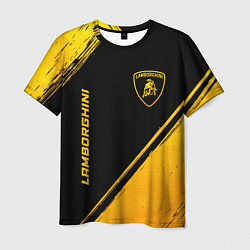 Мужская футболка Lamborghini - gold gradient: надпись, символ
