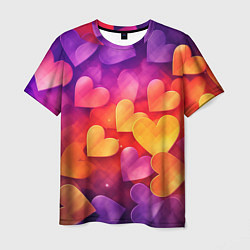Мужская футболка Разноцветные сердечки