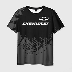Футболка мужская Chevrolet speed на темном фоне со следами шин: сим, цвет: 3D-принт