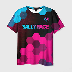 Мужская футболка Sally Face - neon gradient: символ сверху