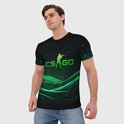 Футболка мужская CS GO green logo, цвет: 3D-принт — фото 2