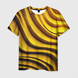 Футболка мужская Желтые абстрактные полосы, цвет: 3D-принт