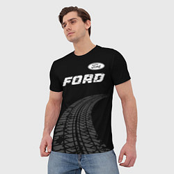 Футболка мужская Ford speed на темном фоне со следами шин: символ с, цвет: 3D-принт — фото 2