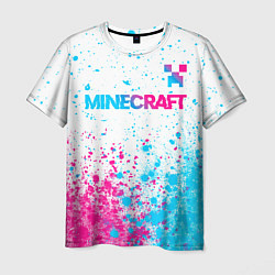 Футболка мужская Minecraft neon gradient style: символ сверху, цвет: 3D-принт