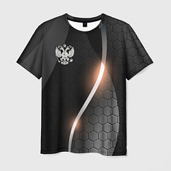 Футболка мужская Герб России на темном фоне, цвет: 3D-принт