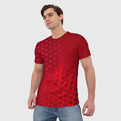 Футболка мужская Сотовый красный градиент, цвет: 3D-принт — фото 2