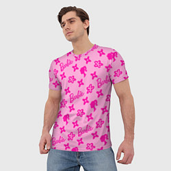 Футболка мужская Барби паттерн розовый, цвет: 3D-принт — фото 2