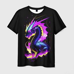 Мужская футболка Неоновый космический дракон