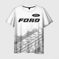 Мужская футболка Ford speed на светлом фоне со следами шин: символ