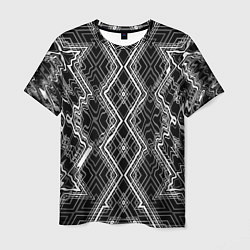 Мужская футболка Черно-белый узор Искаженная геометрия