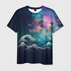 Мужская футболка Космическая Большая волна в Канагаве
