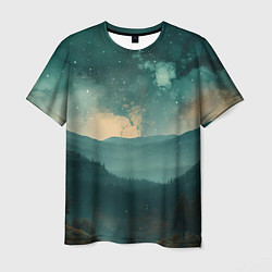 Мужская футболка Космическая ночь в горах