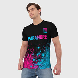 Футболка мужская Paramore - neon gradient: символ сверху, цвет: 3D-принт — фото 2