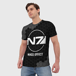 Футболка мужская Mass Effect glitch на темном фоне, цвет: 3D-принт — фото 2
