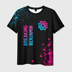 Футболка мужская Breaking Benjamin - neon gradient: надпись, символ, цвет: 3D-принт