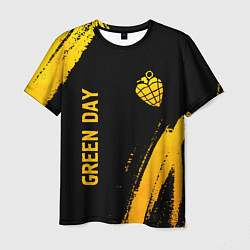 Мужская футболка Green Day - gold gradient: надпись, символ