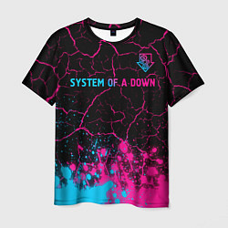 Мужская футболка System of a Down - neon gradient: символ сверху