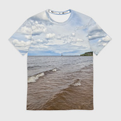 Мужская футболка Волны на Ладожском озере