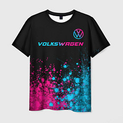 Мужская футболка Volkswagen - neon gradient: символ сверху