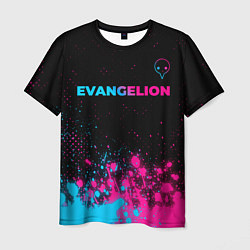 Футболка мужская Evangelion - neon gradient: символ сверху, цвет: 3D-принт
