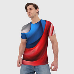 Футболка мужская Объемная абстракция в цветах флага РФ, цвет: 3D-принт — фото 2