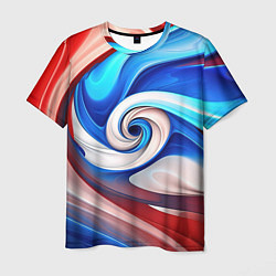 Футболка мужская Волны в цвете флага РФ, цвет: 3D-принт