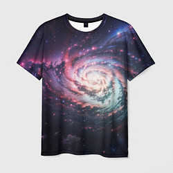 Мужская футболка Спиральная галактика в космосе