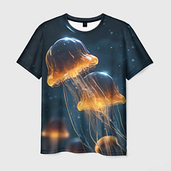 Футболка мужская Люминисцентные медузы, цвет: 3D-принт