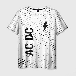 Мужская футболка AC DC glitch на светлом фоне: надпись, символ