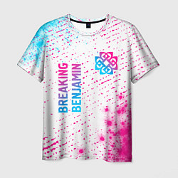 Мужская футболка Breaking Benjamin neon gradient style: надпись, си