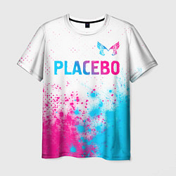 Футболка мужская Placebo neon gradient style: символ сверху, цвет: 3D-принт