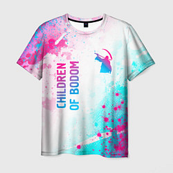 Мужская футболка Children of Bodom neon gradient style: надпись, си