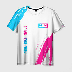 Мужская футболка Nine Inch Nails neon gradient style: надпись, симв