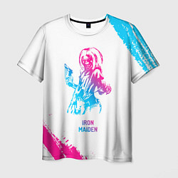 Мужская футболка Iron Maiden neon gradient style